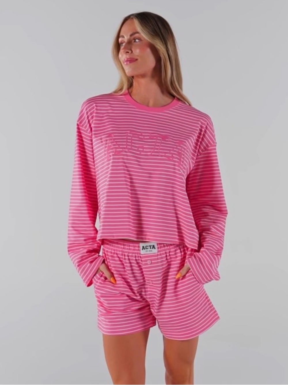 Acta x Ken Cradic Long Sleeve Tee | Pink Stripe